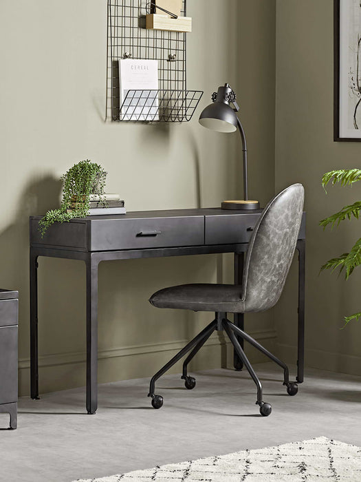 Faux Leather Fluted Office Chair - Grey