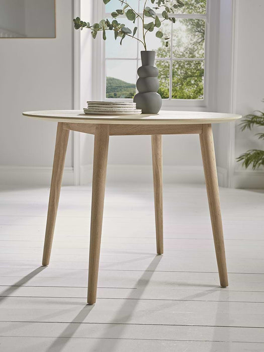 Chevron Oak Round Dining Table - 4 Seater