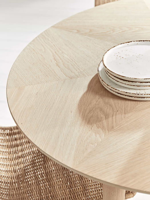 Chevron Oak Round Dining Table - 4 Seater