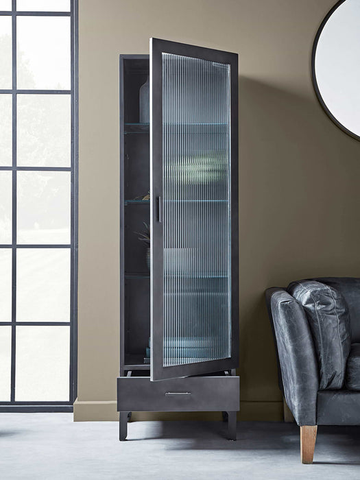Reeded Glass Display Cabinet - Slim