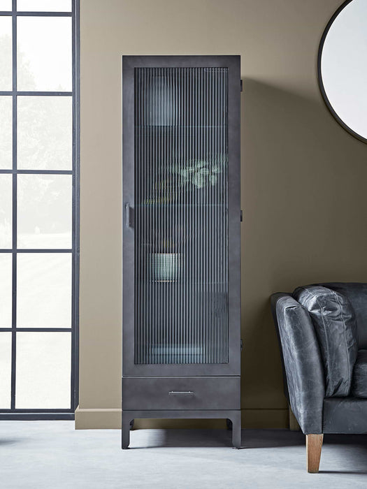 Reeded Glass Display Cabinet - Slim