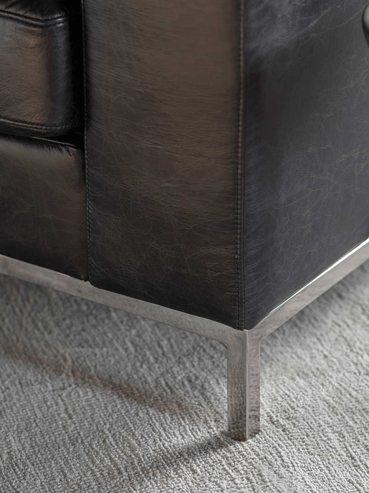 Forte Black Leather Corner Chaise Sofa