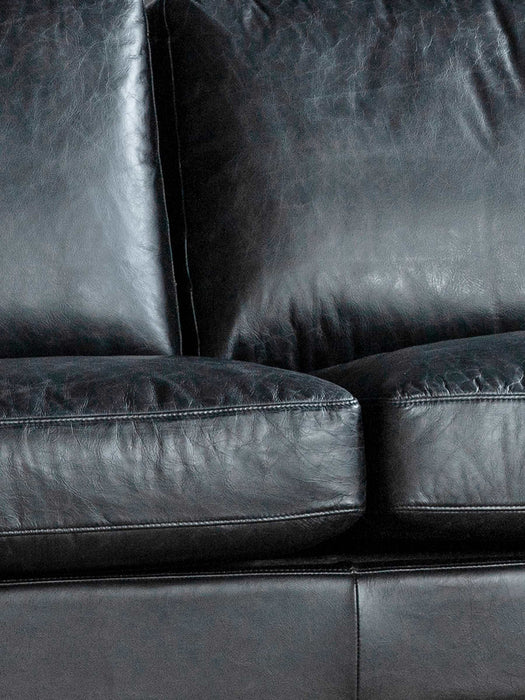 Forte Black Leather Corner Chaise Sofa