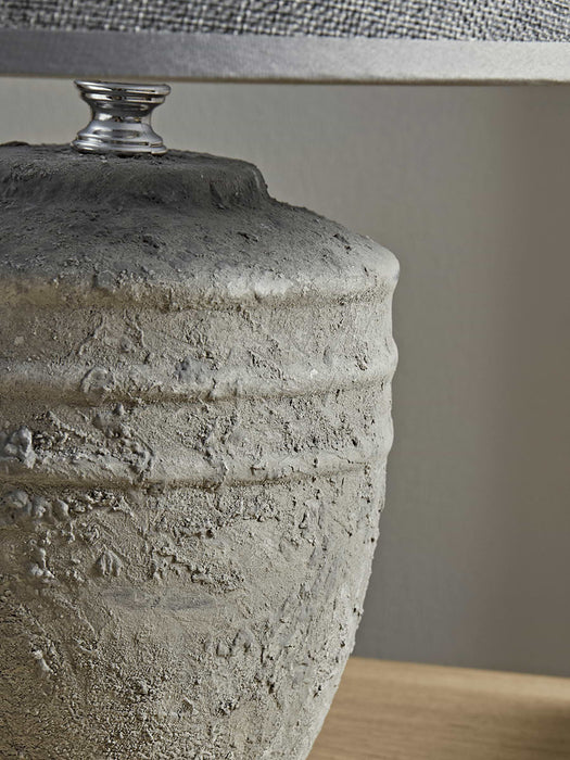 Ribbed Concrete Effect Table Lamp