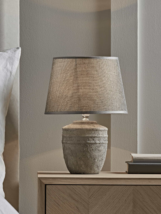 Ribbed Concrete Effect Table Lamp