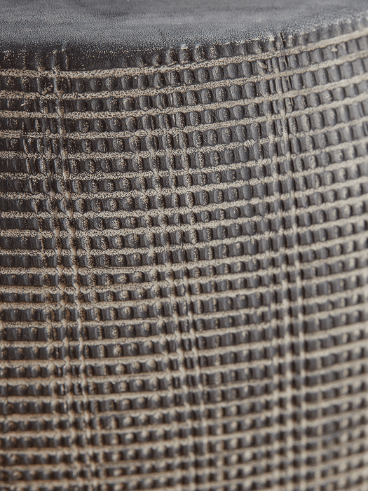 Grey Textured Bedside Lamp - Grid