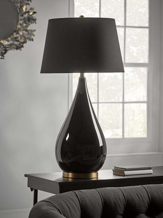 Oversized Black Glass Teardrop Table Lamp