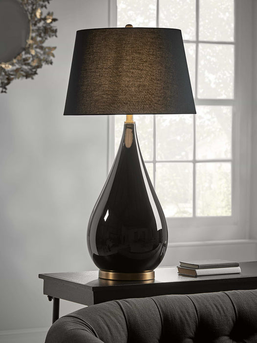 Oversized Black Glass Teardrop Table Lamp