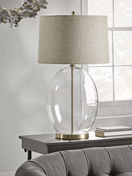 Brushed Brass Glass Table Lamp