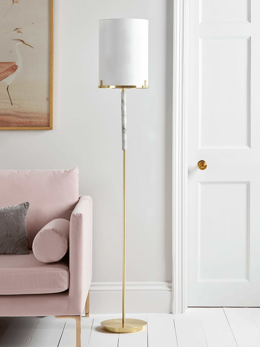 Brushed Gold & Marble Effect Floor Lamp