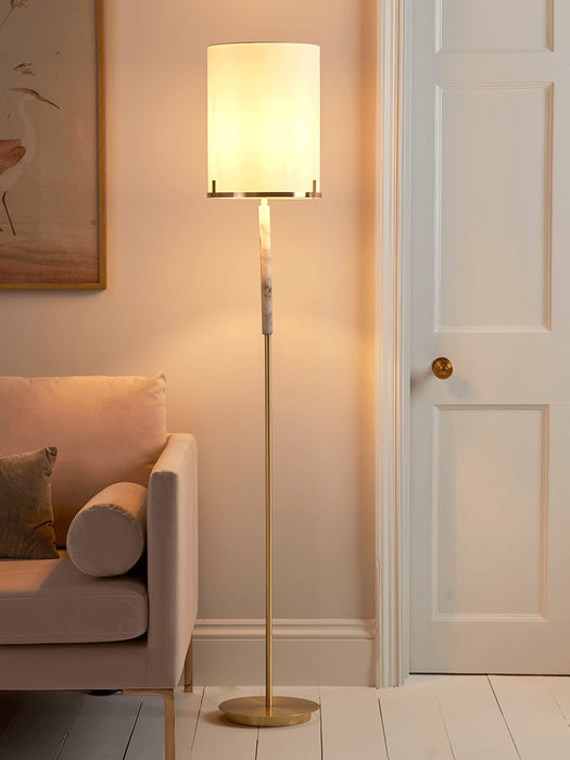 Brushed Gold & Marble Effect Floor Lamp