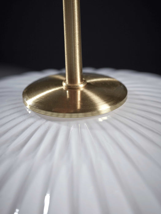 Fluted Milky Glass Pendant - Oval