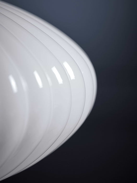 Fluted Milky Glass Pendant - Oval
