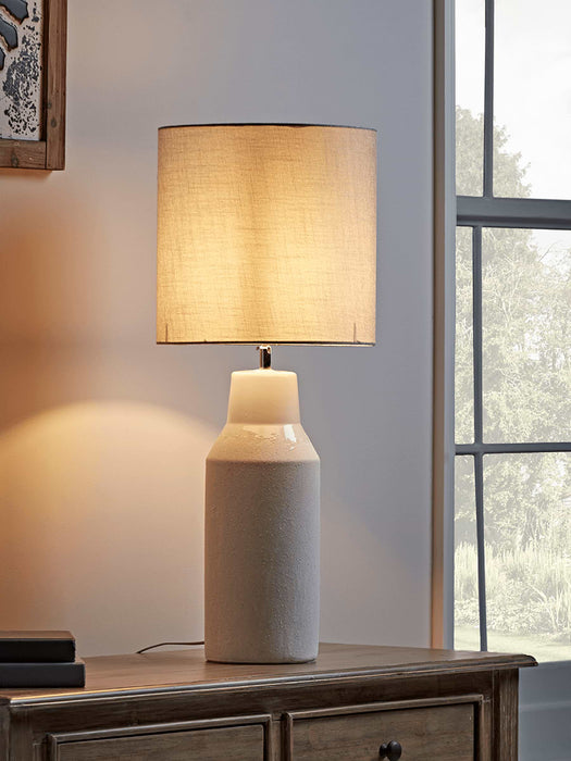 Soft Grey Ceramic Bottle Lamp