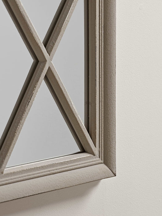 Grey Trellis Window Mirror