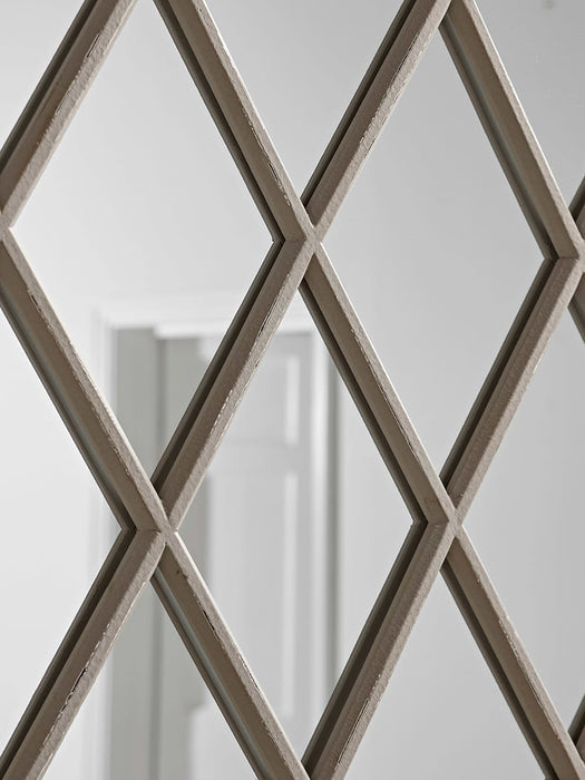 Grey Trellis Window Mirror