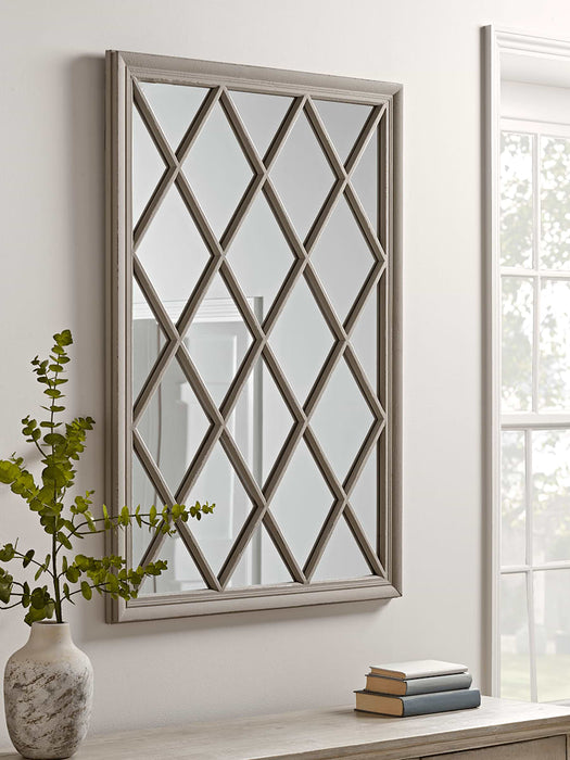 Grey Trellis Window Mirror