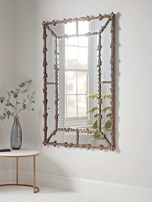 Delicate Golden Leaves Mirror