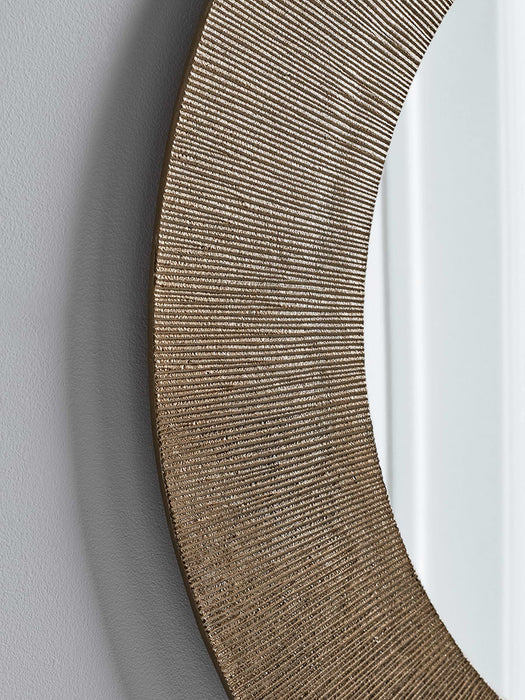 Antique Brass Wide Frame Round Mirror