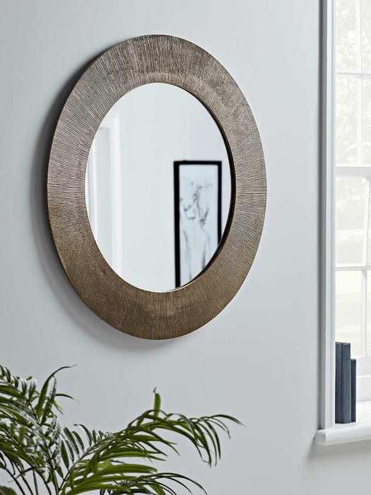 Antique Brass Wide Frame Round Mirror