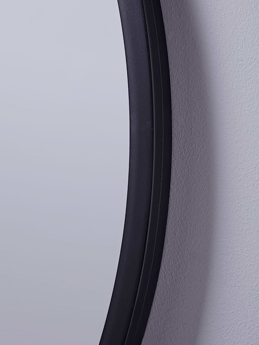 Black Bevelled Round Mirror - Large