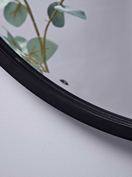 Black Bevelled Round Mirror - Large