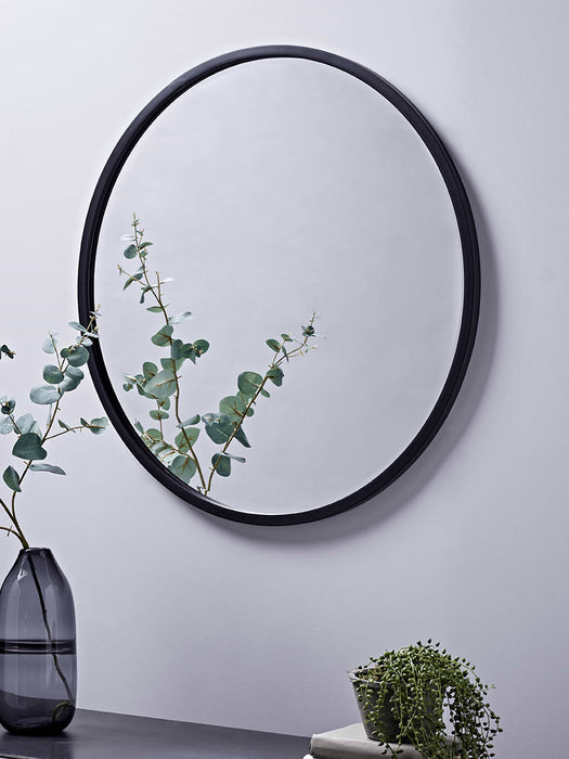 Black Bevelled Round Mirror - Large