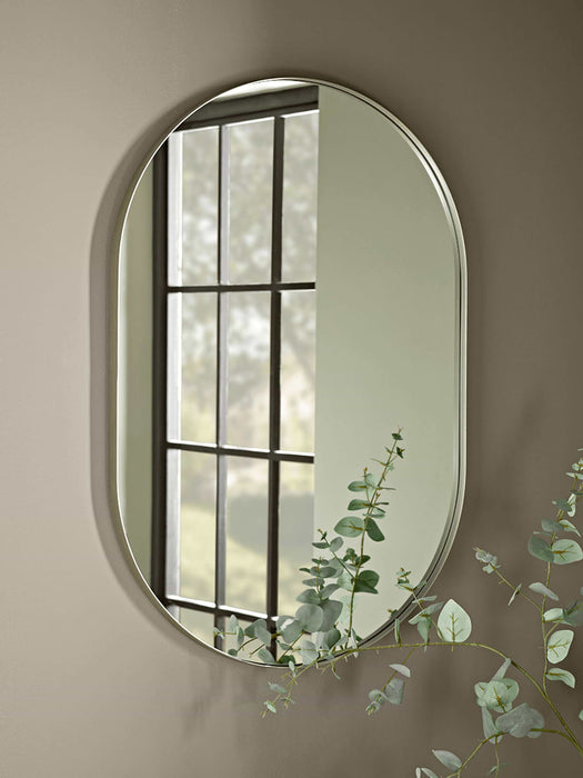 Slim Frame Oval Mirror - Burnished Silver