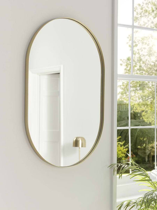 Slim Frame Oval Mirror - Soft Gold