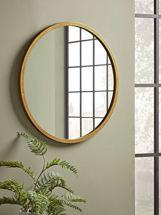 Antique Brass Bevelled Round Mirror - Small