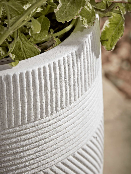 Three Geometric Etched Planters - Light Grey