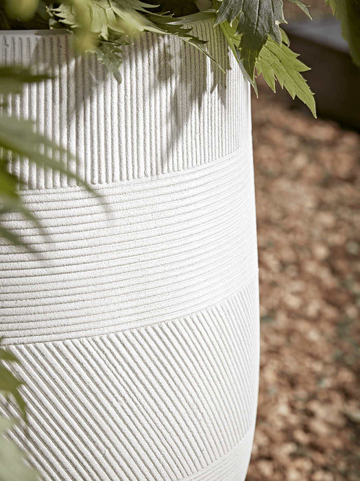 Three Geometric Etched Planters - Light Grey