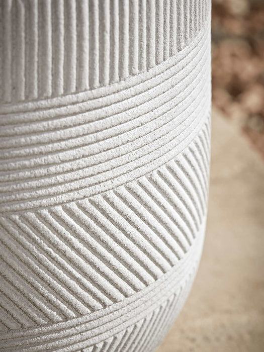 Three Geometric Etched Planters - Light Grey