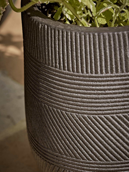 Three Geometric Etched Planters - Dark Grey