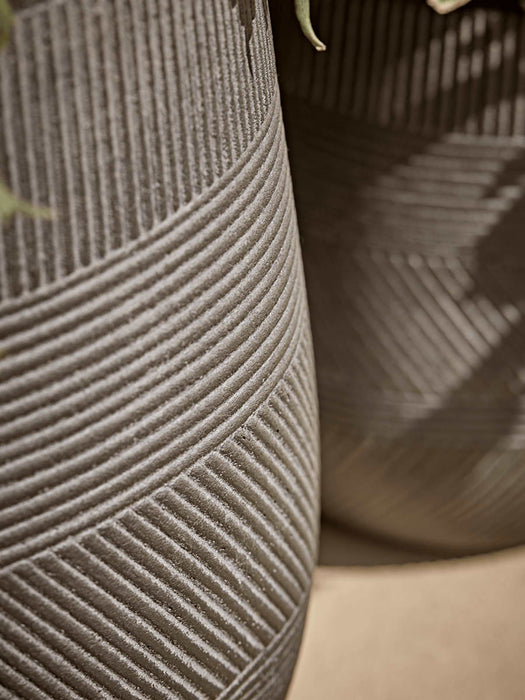 Three Geometric Etched Planters - Dark Grey