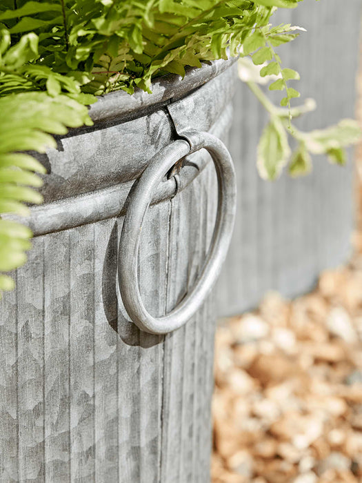 Two Galvanised Planters - Round
