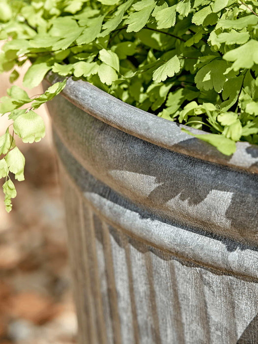 Two Galvanised Planters - Round
