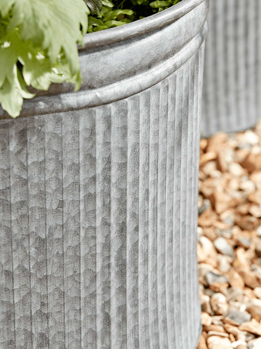 Two Galvanised Planters - Round