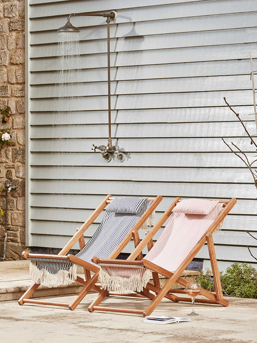 Fringed Deckchair - Blue Stripe