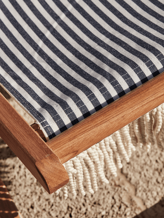 Fringed Deckchair - Blue Stripe