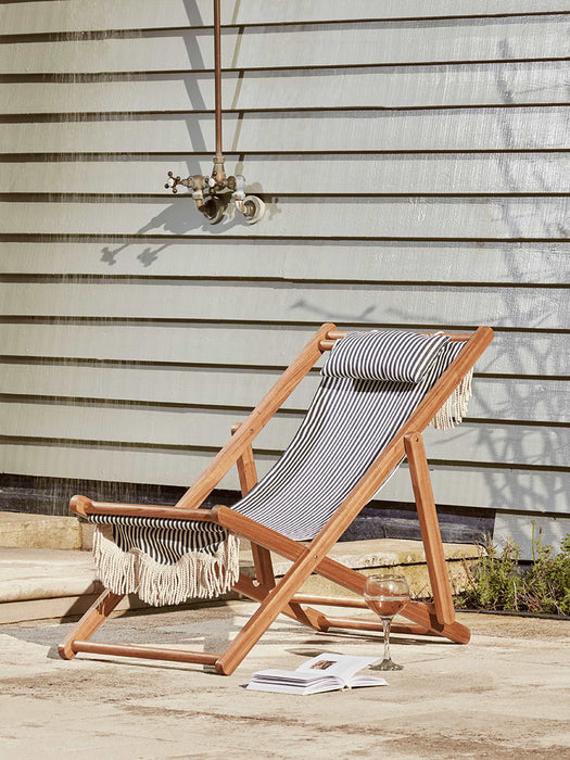 Fringed Deckchair - Blue Stripe
