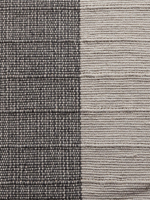 Striped Tasseled Woven Cotton Rug - Black