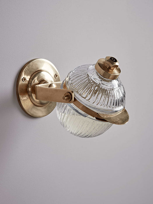 Reeded Glass Soap Dispenser - Antique Brass