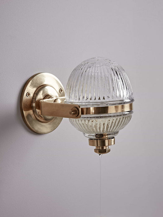 Reeded Glass Soap Dispenser - Antique Brass
