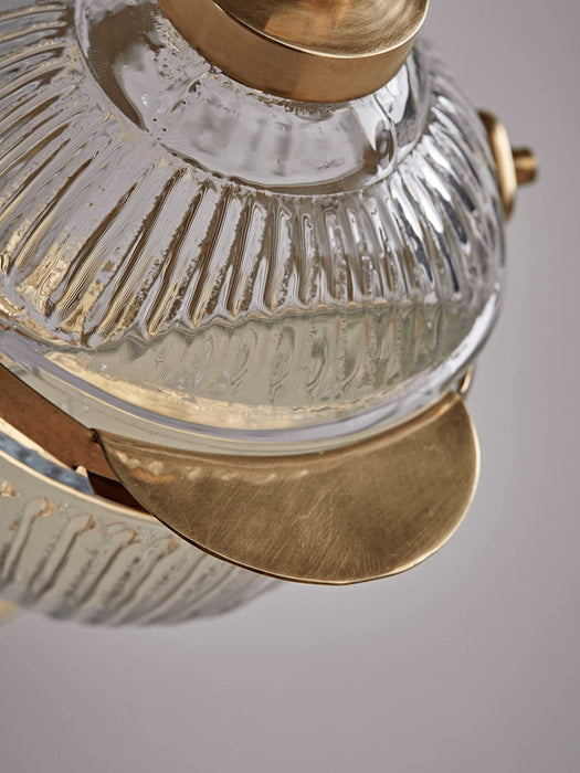 Reeded Glass Soap Dispenser - Antique Brass