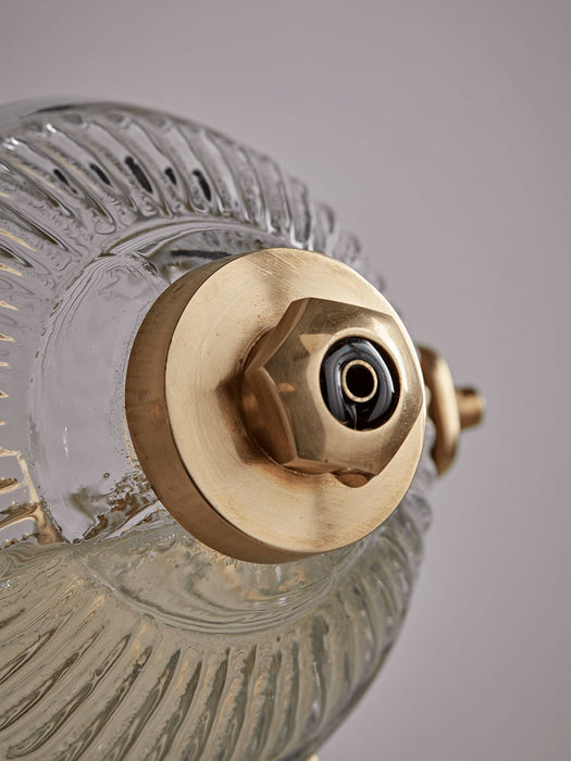Reeded Glass Soap Dispenser - Antique Brass