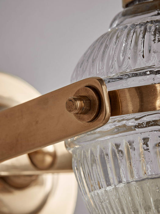 Reeded Glass Soap Dispenser - Antique Brass