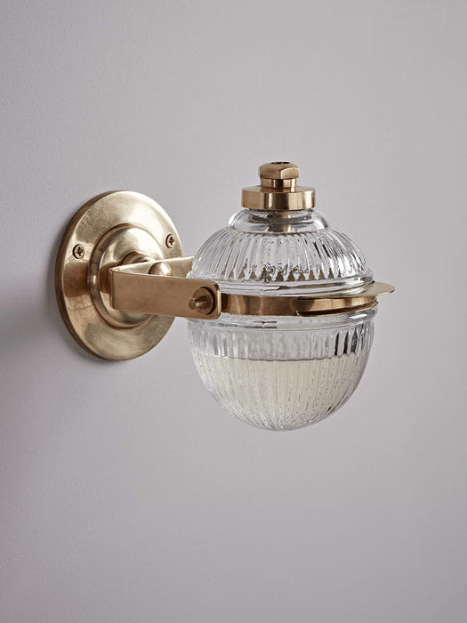 Reeded Glass Soap Dispenser - Antique Brass