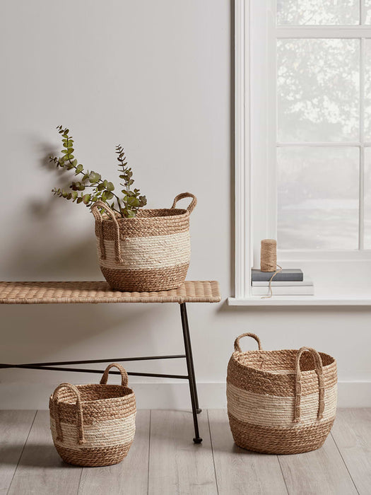 Three Woven Cornleaf Baskets - Natural