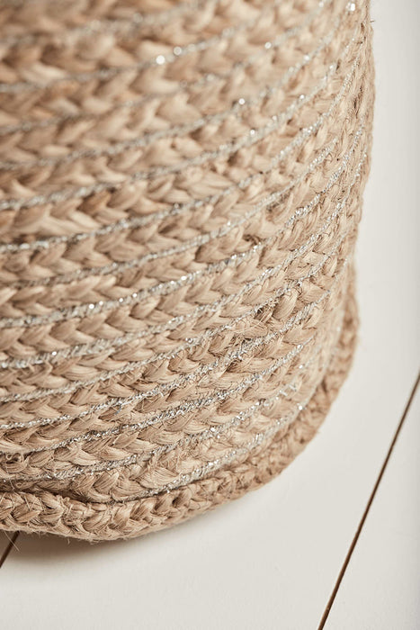 Metallic Striped Jute Storage Bag